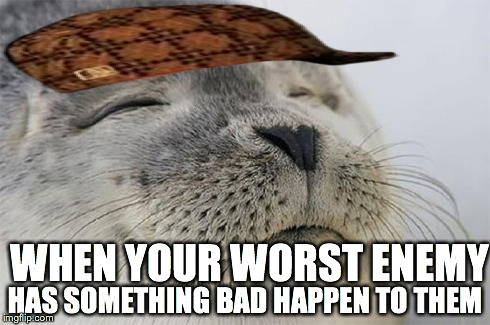 Best Evil Feeling | WHEN YOUR WORST ENEMY HAS SOMETHING BAD HAPPEN TO THEM | image tagged in memes,satisfied seal,scumbag | made w/ Imgflip meme maker