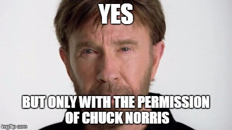 Chuck Norris | YES BUT ONLY WITH THE PERMISSION OF CHUCK NORRIS | image tagged in chuck norris | made w/ Imgflip meme maker