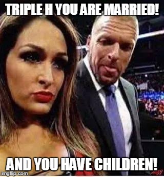 Triple H Nikki Bella | TRIPLE H YOU ARE MARRIED! AND YOU HAVE CHILDREN! | image tagged in triple h nikki bella | made w/ Imgflip meme maker