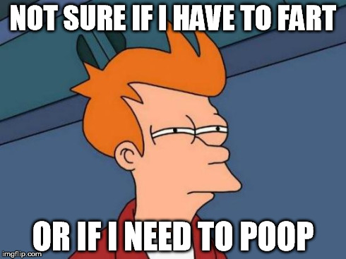 Futurama Fry | NOT SURE IF I HAVE TO FART OR IF I NEED TO POOP | image tagged in memes,futurama fry | made w/ Imgflip meme maker