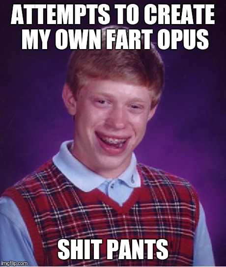 Bad Luck Brian Meme | ATTEMPTS TO CREATE MY OWN FART OPUS SHIT PANTS | image tagged in memes,bad luck brian | made w/ Imgflip meme maker