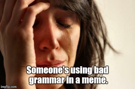 First World Problems | Someone's using bad grammar in a meme. | image tagged in memes,first world problems | made w/ Imgflip meme maker