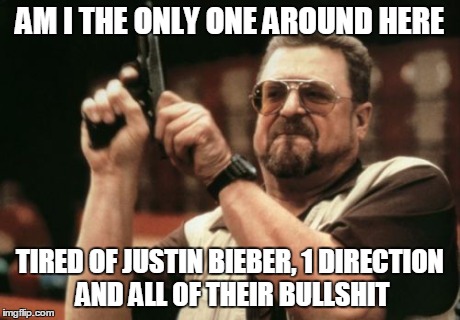 Am I The Only One Around Here | AM I THE ONLY ONE AROUND HERE TIRED OF JUSTIN BIEBER, 1 DIRECTION AND ALL OF THEIR BULLSHIT | image tagged in memes,am i the only one around here | made w/ Imgflip meme maker