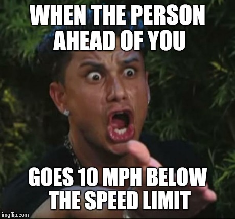 Lead, follow, or get out of the way!  | WHEN THE PERSON AHEAD OF YOU GOES 10 MPH BELOW THE SPEED LIMIT | image tagged in memes,dj pauly d | made w/ Imgflip meme maker