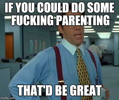 That Would Be Great Meme | IF YOU COULD DO SOME F**KING PARENTING THAT'D BE GREAT | image tagged in memes,that would be great,AdviceAnimals | made w/ Imgflip meme maker