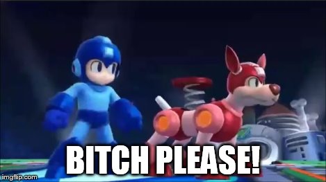 Megaman and Rush | B**CH PLEASE! | image tagged in megaman and rush | made w/ Imgflip meme maker