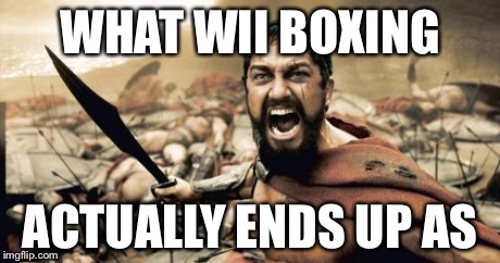 Sparta Leonidas | WHAT WII BOXING ACTUALLY ENDS UP AS | image tagged in memes,sparta leonidas | made w/ Imgflip meme maker