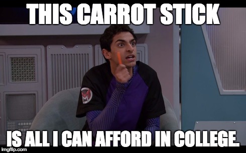THIS CARROT STICK IS ALL I CAN AFFORD IN COLLEGE. | image tagged in this carrot stick | made w/ Imgflip meme maker