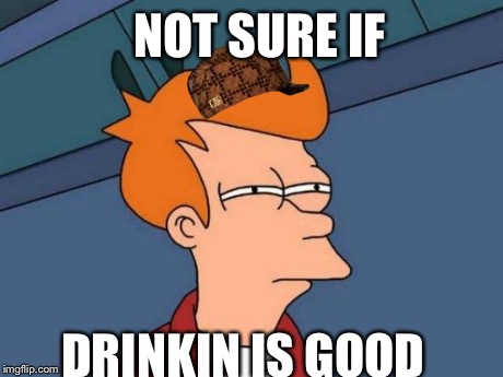 Futurama Fry | NOT SURE IF DRINKIN IS GOOD | image tagged in memes,futurama fry,scumbag | made w/ Imgflip meme maker