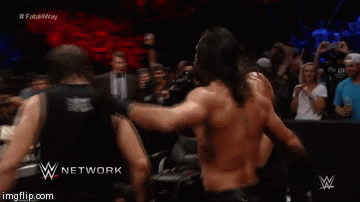 rollins. reigns. ambrose. | image tagged in gifs,wwe | made w/ Imgflip video-to-gif maker