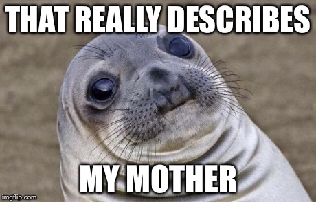 Awkward Moment Sealion Meme | THAT REALLY DESCRIBES MY MOTHER | image tagged in memes,awkward moment sealion | made w/ Imgflip meme maker
