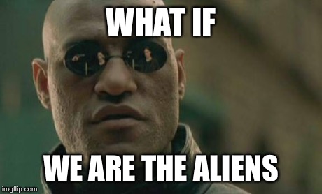 Matrix Morpheus | WHAT IF WE ARE THE ALIENS | image tagged in memes,matrix morpheus | made w/ Imgflip meme maker