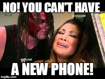 WWE | NO! YOU CAN'T HAVE A NEW PHONE! | image tagged in wwe | made w/ Imgflip meme maker