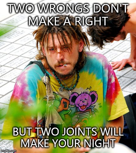 Stoner PhD | TWO WRONGS DON'T MAKE A RIGHT BUT TWO JOINTS WILL MAKE YOUR NIGHT | image tagged in memes,stoner phd | made w/ Imgflip meme maker