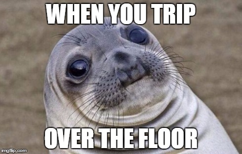 Awkward Moment Sealion Meme | WHEN YOU TRIP OVER THE FLOOR | image tagged in memes,awkward moment sealion | made w/ Imgflip meme maker