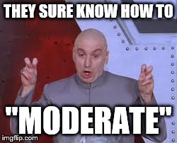 Dr Evil Laser Meme | THEY SURE KNOW HOW TO "MODERATE" | image tagged in memes,dr evil laser | made w/ Imgflip meme maker