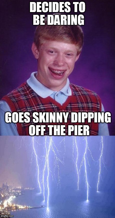 DECIDES TO BE DARING GOES SKINNY DIPPING OFF THE PIER | made w/ Imgflip meme maker