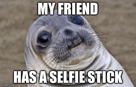 Awkward Moment Sealion Meme | MY FRIEND HAS A SELFIE STICK | image tagged in memes,awkward moment sealion | made w/ Imgflip meme maker
