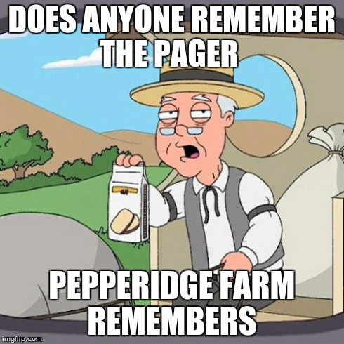 Pepperidge Farm Remembers | DOES ANYONE REMEMBER THE PAGER PEPPERIDGE FARM REMEMBERS | image tagged in memes,pepperidge farm remembers | made w/ Imgflip meme maker