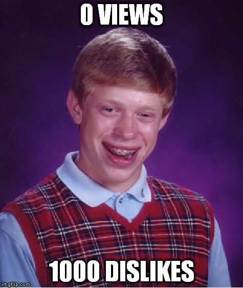 Bad Luck Brian | 0 VIEWS 1000 DISLIKES | image tagged in memes,bad luck brian | made w/ Imgflip meme maker
