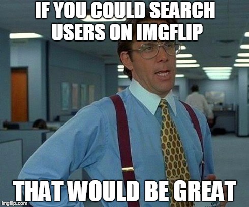 That Would Be Great | IF YOU COULD SEARCH USERS ON IMGFLIP THAT WOULD BE GREAT | image tagged in memes,that would be great | made w/ Imgflip meme maker