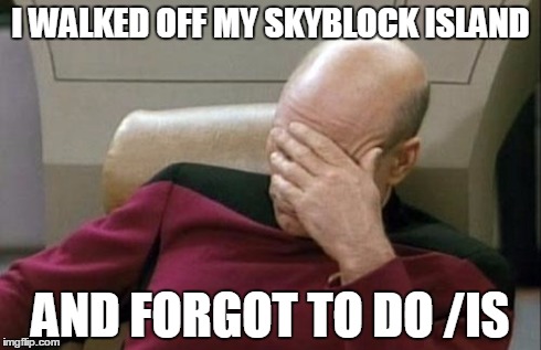 Captain Picard Facepalm Meme | I WALKED OFF MY SKYBLOCK ISLAND AND FORGOT TO DO /IS | image tagged in memes,captain picard facepalm | made w/ Imgflip meme maker