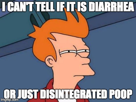 Futurama Fry Meme | I CAN'T TELL IF IT IS DIARRHEA OR JUST DISINTEGRATED POOP | image tagged in memes,futurama fry | made w/ Imgflip meme maker