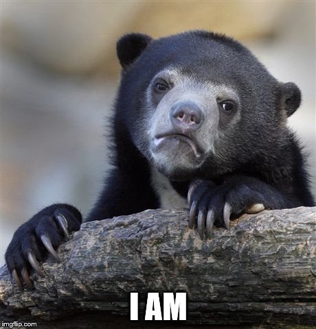 Confession Bear Meme | I AM | image tagged in memes,confession bear | made w/ Imgflip meme maker