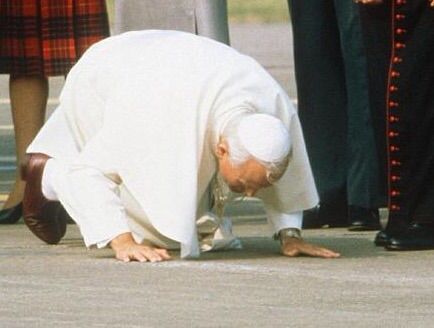 Pope kissing ground Blank Meme Template