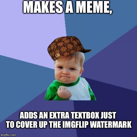 Success Kid | MAKES A MEME, ADDS AN EXTRA TEXTBOX JUST TO COVER UP THE IMGFLIP WATERMARK | image tagged in memes,success kid,scumbag | made w/ Imgflip meme maker
