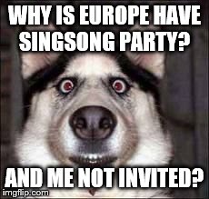 WHY IS EUROPE HAVE SINGSONG PARTY? AND ME NOT INVITED? | image tagged in eurovision | made w/ Imgflip meme maker