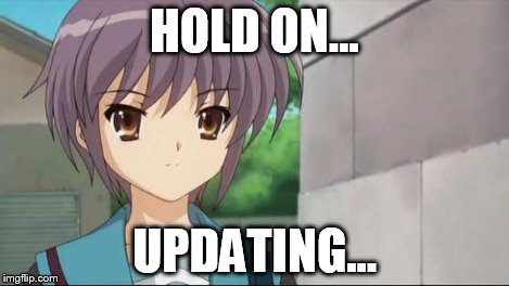 Nagato Blank Stare | HOLD ON... UPDATING... | image tagged in nagato blank stare | made w/ Imgflip meme maker
