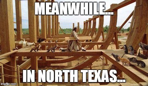 Noah's Ark | MEANWHILE... IN NORTH TEXAS... | image tagged in noah's ark,religion | made w/ Imgflip meme maker