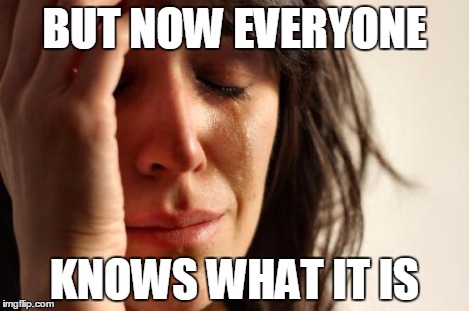 First World Problems Meme | BUT NOW EVERYONE KNOWS WHAT IT IS | image tagged in memes,first world problems | made w/ Imgflip meme maker