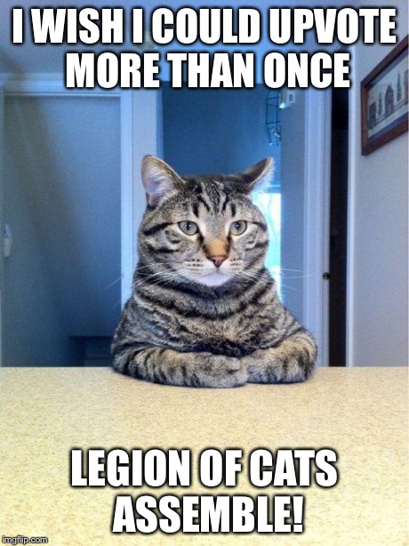 take a set | I WISH I COULD UPVOTE MORE THAN ONCE LEGION OF CATS ASSEMBLE! | image tagged in take a set | made w/ Imgflip meme maker