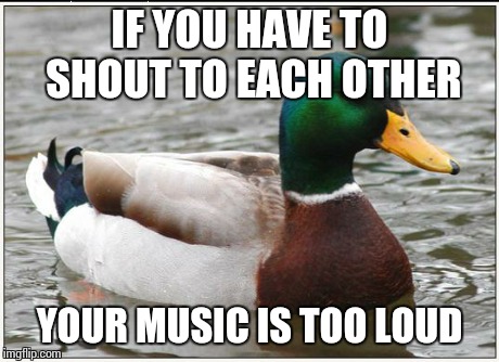 The people in the garden two doors up not understanding | IF YOU HAVE TO SHOUT TO EACH OTHER YOUR MUSIC IS TOO LOUD | image tagged in memes,actual advice mallard | made w/ Imgflip meme maker