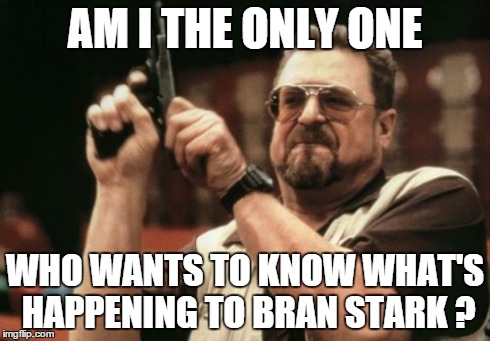 Am I The Only One Around Here Meme | AM I THE ONLY ONE WHO WANTS TO KNOW WHAT'S HAPPENING TO BRAN STARK ? | image tagged in memes,am i the only one around here | made w/ Imgflip meme maker
