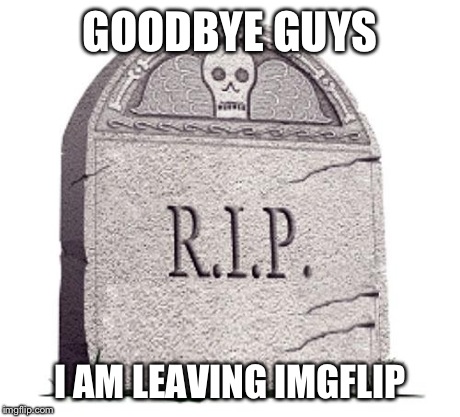 RIP | GOODBYE GUYS I AM LEAVING IMGFLIP | image tagged in rip,imgflip | made w/ Imgflip meme maker