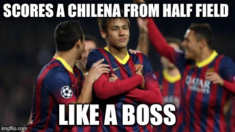 neymar | SCORES A CHILENA FROM HALF FIELD LIKE A BOSS | image tagged in neymar,soccer | made w/ Imgflip meme maker