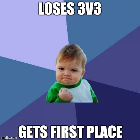 Success Kid Meme | LOSES 3V3 GETS FIRST PLACE | image tagged in memes,success kid | made w/ Imgflip meme maker