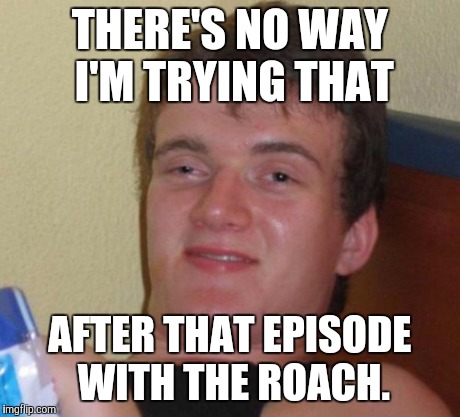 10 Guy Meme | THERE'S NO WAY I'M TRYING THAT AFTER THAT EPISODE WITH THE ROACH. | image tagged in memes,10 guy | made w/ Imgflip meme maker