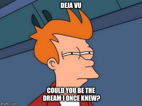 Futurama Fry Meme | DEJA VU COULD YOU BE THE DREAM I ONCE KNEW? | image tagged in memes,futurama fry | made w/ Imgflip meme maker