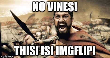 Sparta Leonidas Meme | NO VINES! THIS! IS! IMGFLIP! | image tagged in memes,sparta leonidas | made w/ Imgflip meme maker