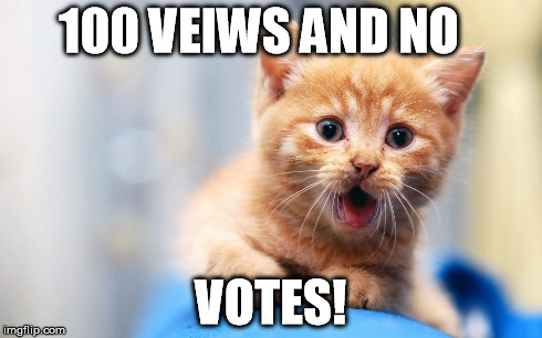 100 VEIWS AND NO VOTES! | image tagged in surprised cat | made w/ Imgflip meme maker