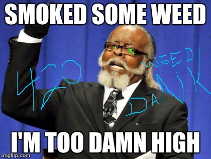 Too Damn High | SMOKED SOME WEED I'M TOO DAMN HIGH | image tagged in memes,too damn high,weed | made w/ Imgflip meme maker