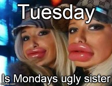 Duck Face Chicks | Tuesday Is Mondays ugly sister | image tagged in memes,duck face chicks | made w/ Imgflip meme maker