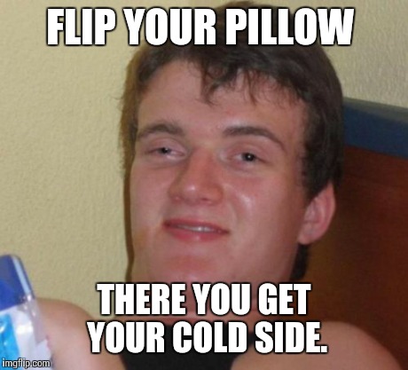 10 Guy Meme | FLIP YOUR PILLOW THERE YOU GET YOUR COLD SIDE. | image tagged in memes,10 guy | made w/ Imgflip meme maker