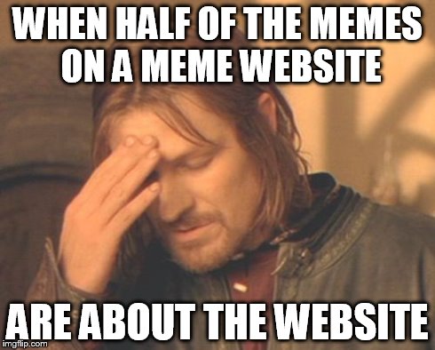 Frustrated Boromir Meme | WHEN HALF OF THE MEMES ON A MEME WEBSITE ARE ABOUT THE WEBSITE | image tagged in memes,frustrated boromir,one does not simply,imgflip,upvotes | made w/ Imgflip meme maker
