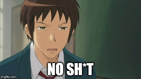 Kyon WTF | NO SH*T | image tagged in kyon wtf | made w/ Imgflip meme maker