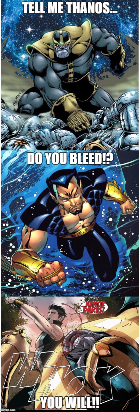 Namor v Thanos: Dawn of Infinity | image tagged in parody,batman vs superman,marvel | made w/ Imgflip meme maker